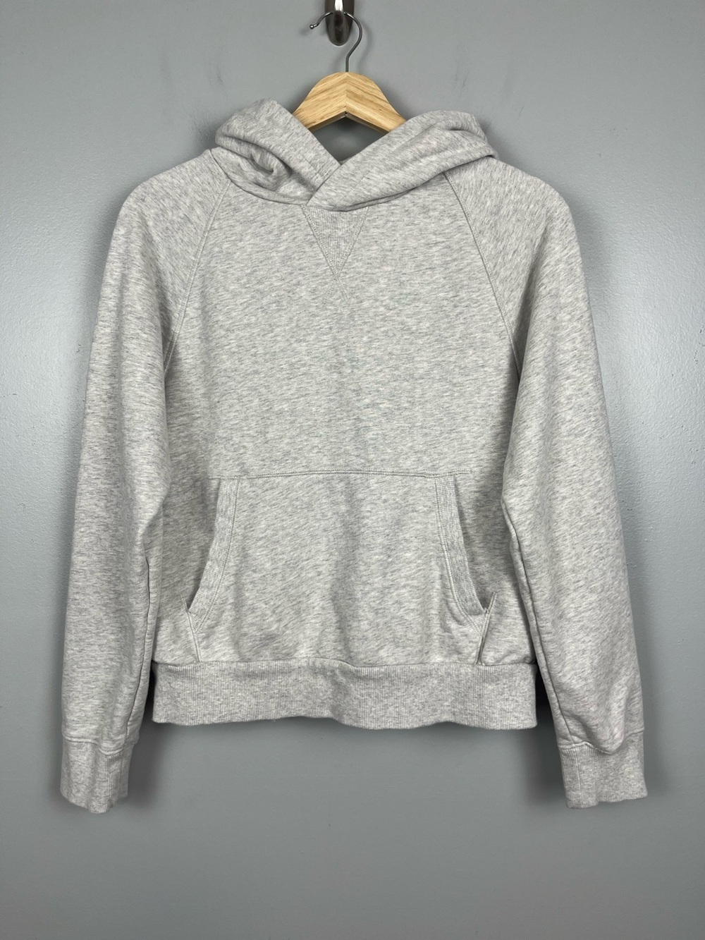 Athleta gray Moonrise split back hoodie sweatshirt, small.